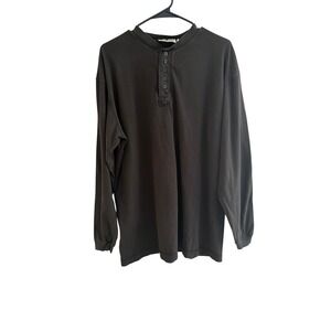 Y2K Aeropostale Henley Shirt Long Sleeve Dark Brown Faded Black Cotton M 90s